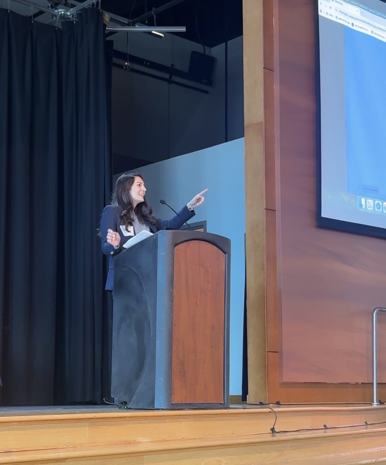Lia Tuso presenting on child passenger safety at a conference